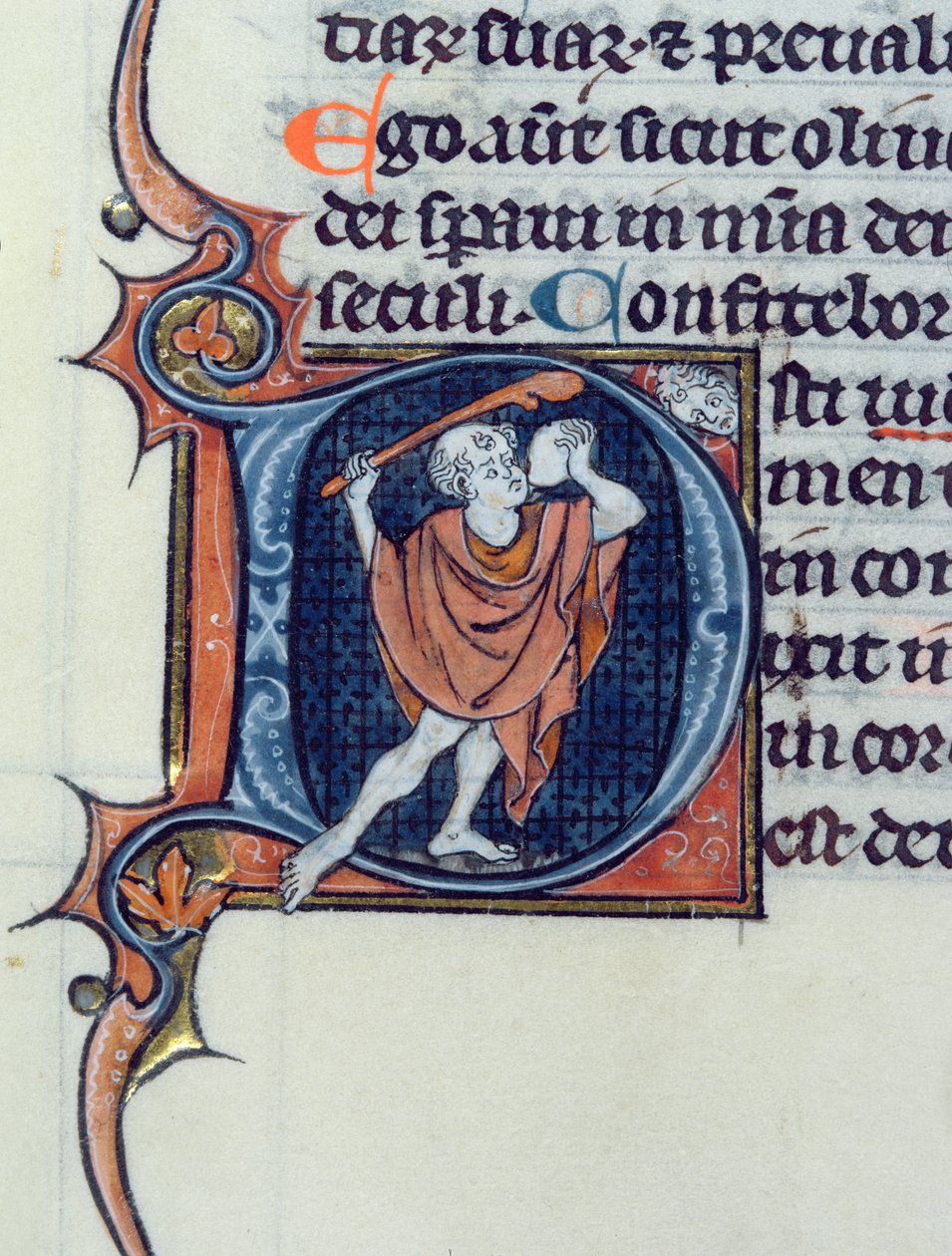 Ms 15 fol.236v أحمق يمسك بحجر وقضيب بواسطة المدرسة الفرنسية