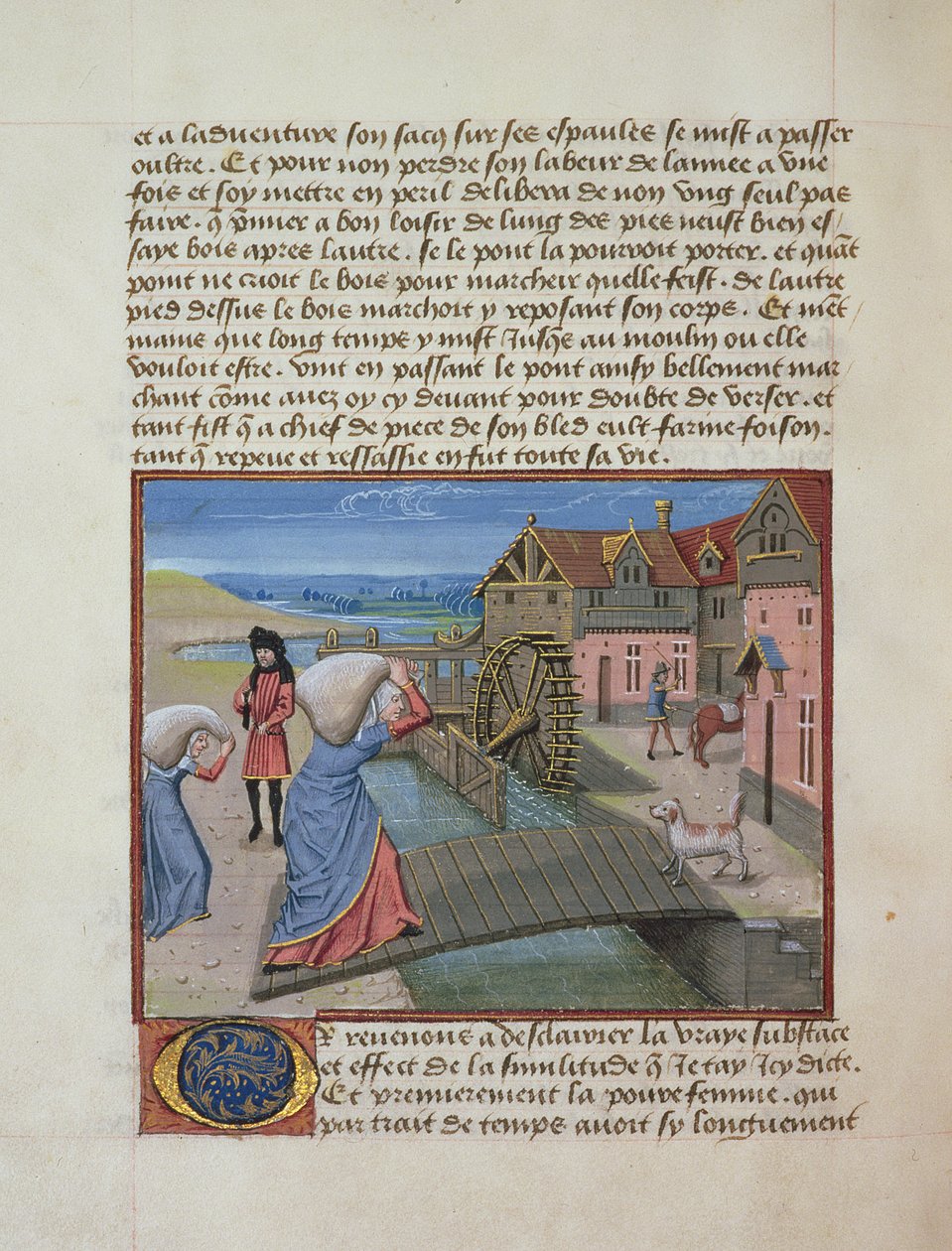Ms 165 fol.48v A Watermill، from linstruction dun Jeune Prince by Rene dAnjou، c.1465-68 بواسطة المدرسة الفرنسية