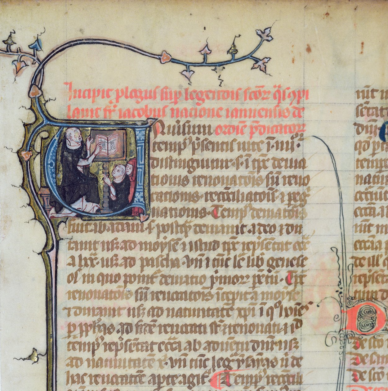السيدة 1721 Fol.1 الراهب الدومينيكي يحاضر راهبين آخرين ، من Legenda Sanctorum Aurea بقلم جاك دي فوراجين بواسطة المدرسة الفرنسية