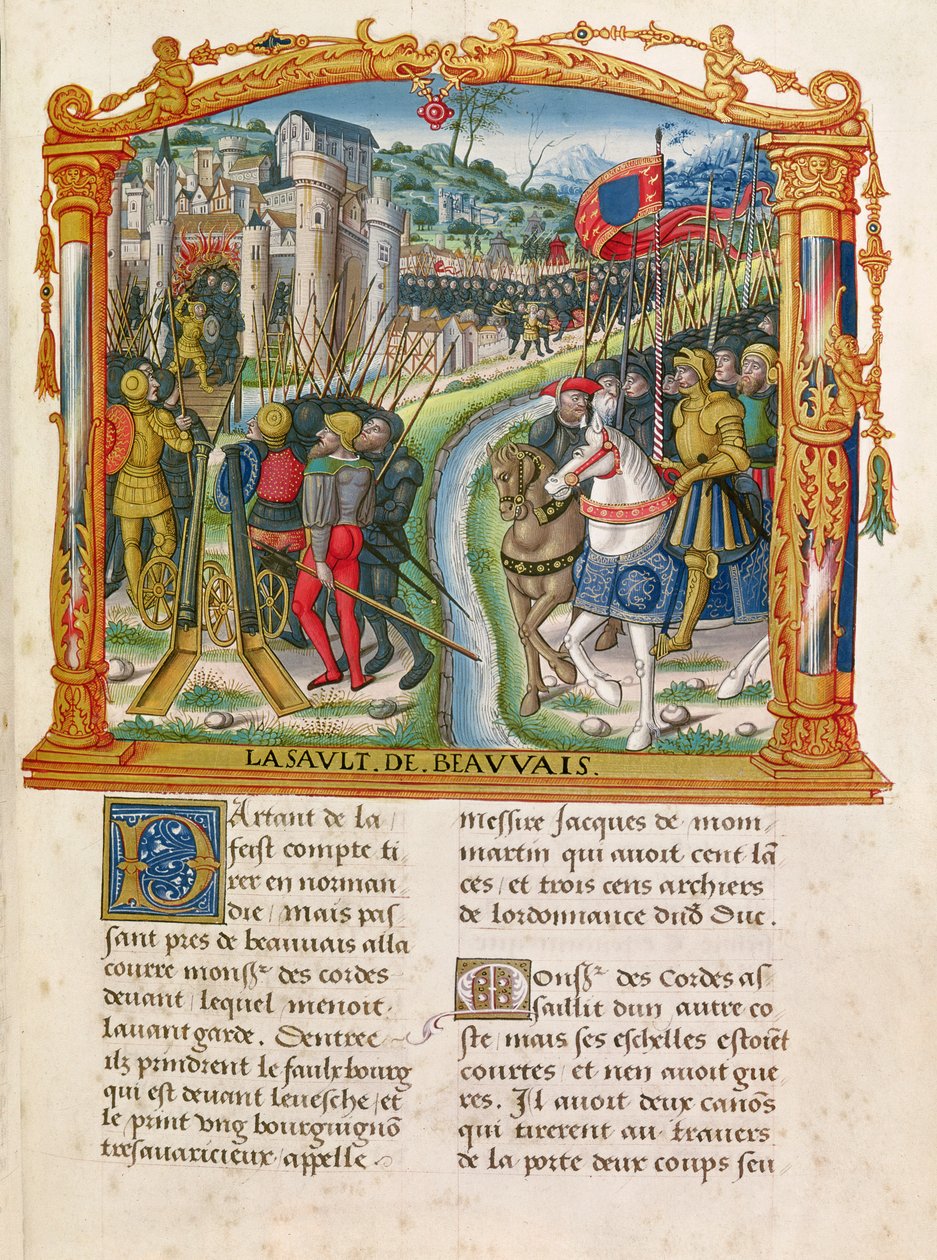 السيدة 18 f.92r حصار Beauvais بقلم Charles le Temeraire ، دوق بورغوندي ، 27 يونيو 1472 ، من مذكرات Philipp of Commines (1445-1509) بواسطة المدرسة الفرنسية