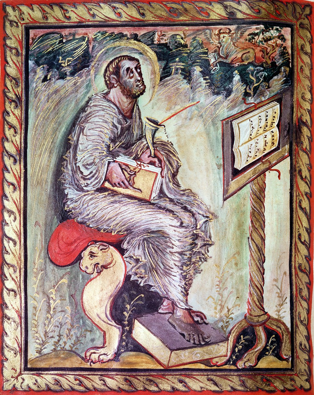 السيدة 1 fol.90v سانت لوقا ، من أناجيل إيبو ، c.816-835 بواسطة المدرسة الفرنسية