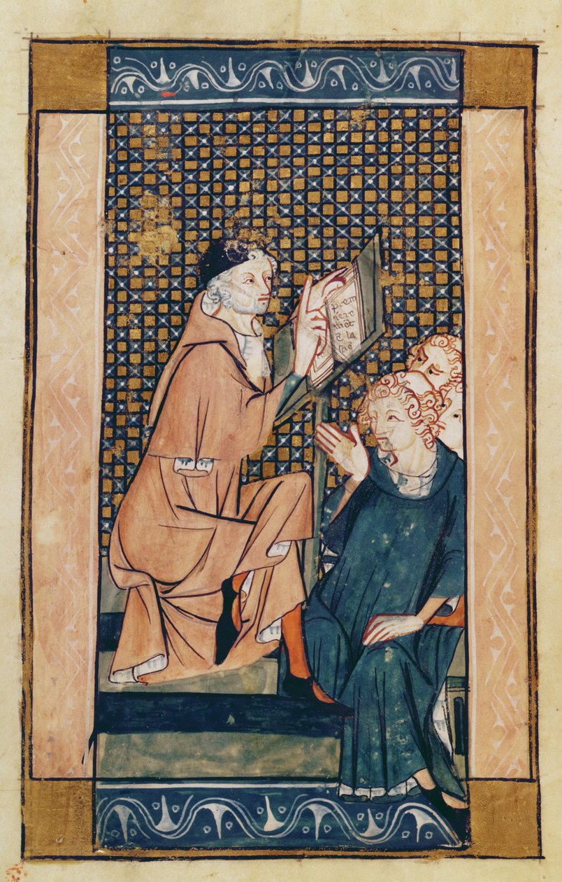 السيدة 2030 fol.1v Henri de Mondeville (c.1260-c.1320) التدريس ، من La Chirurgie de Maitre Henri de Mondeville بواسطة المدرسة الفرنسية