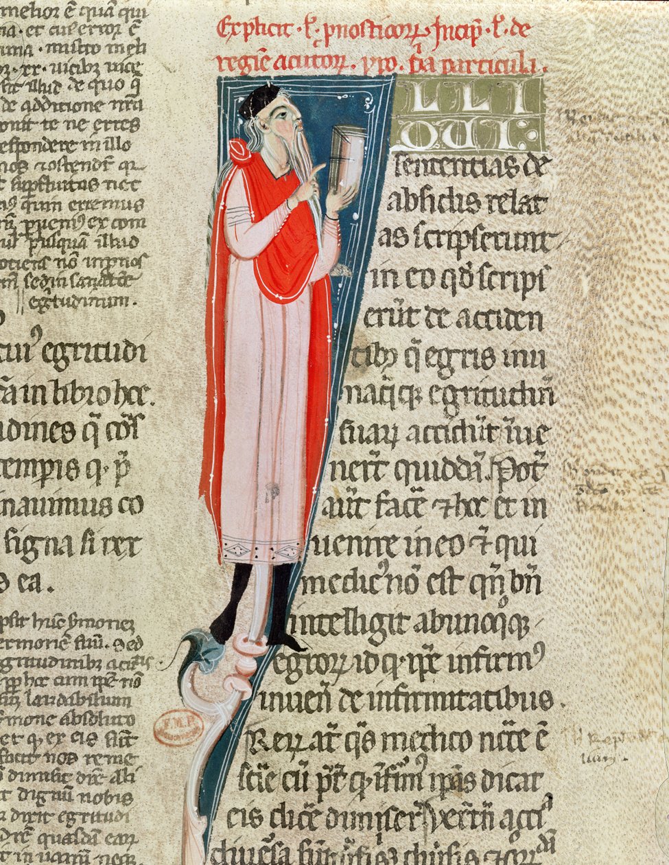 السيدة ٢٠٤٦ طبيب يدرس من الأمثال التي كتبها أبقراط (c.460-c.377 قبل الميلاد) مع تعليق من قبل كلوديوس جالينوس (c.130-c.201) بواسطة المدرسة الفرنسية
