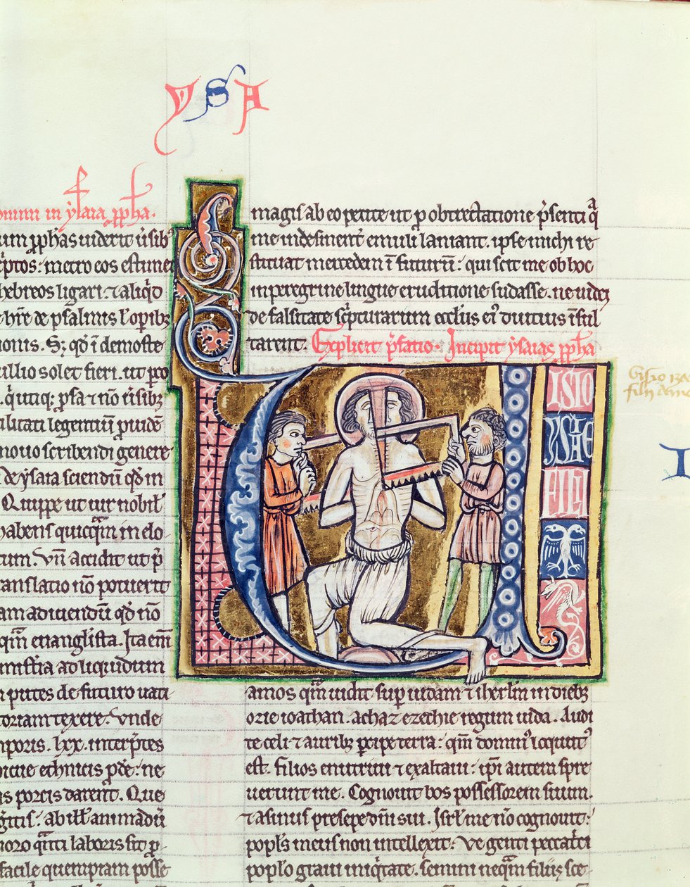 Ms 21 fol.98v استشهاد اشعيا من الكتاب المقدس بواسطة المدرسة الفرنسية