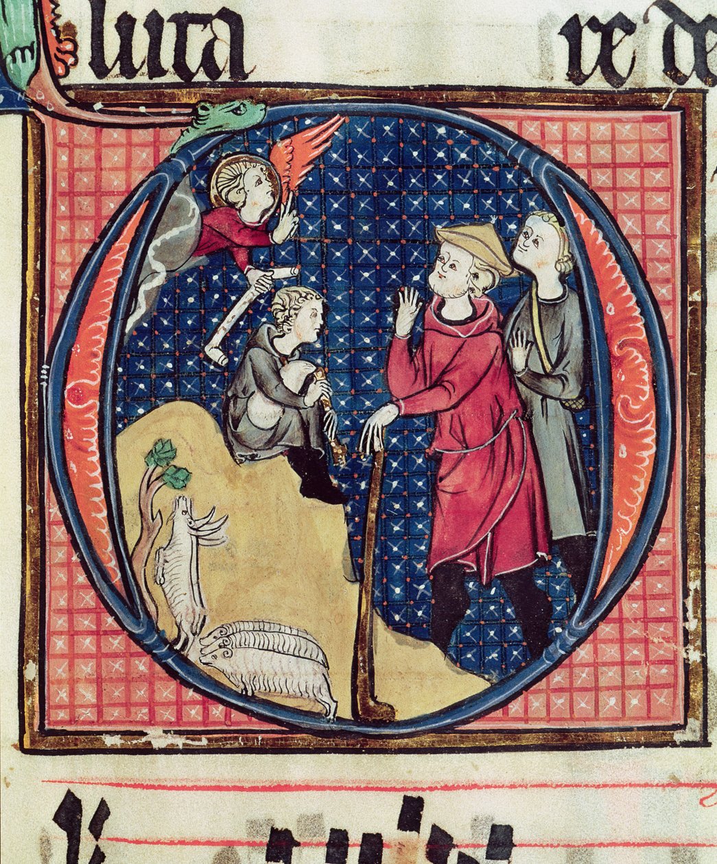 Ms 240 fol.16 البشارة إلى الرعاة ، من مستشفي ، 1257 بواسطة المدرسة الفرنسية