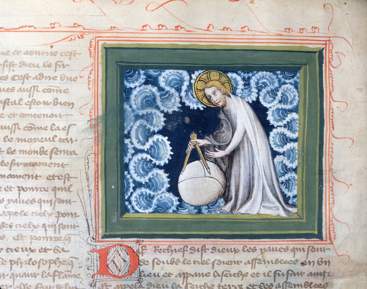 السيدة 313 الله يخلق العالم ، مصغر من الكتاب المقدس des Grands Augustins ، 1494 بواسطة المدرسة الفرنسية