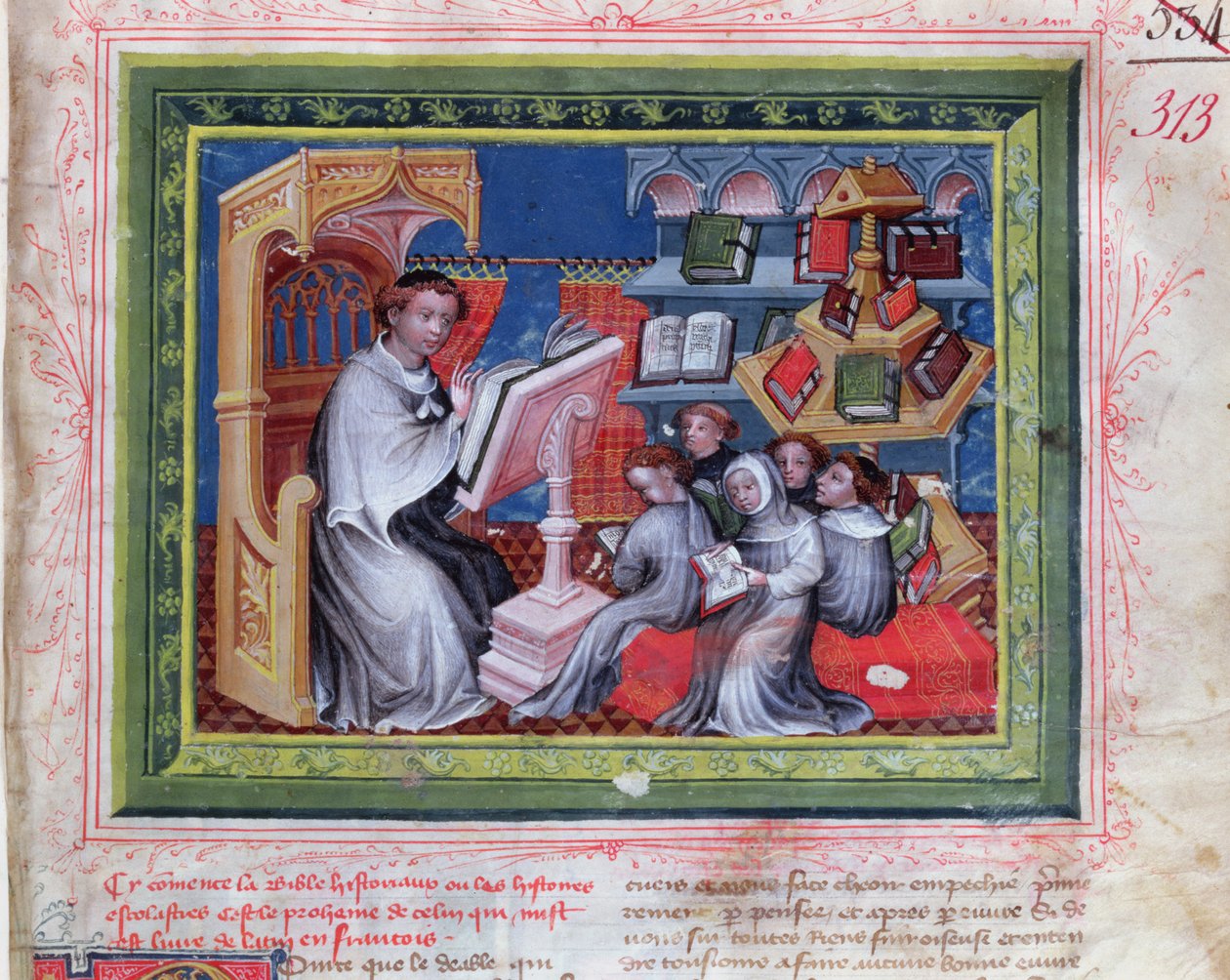 السيدة 313 مشهد المدرسة ، من الكتاب المقدس des Grands Augustins ، 1494 بواسطة المدرسة الفرنسية