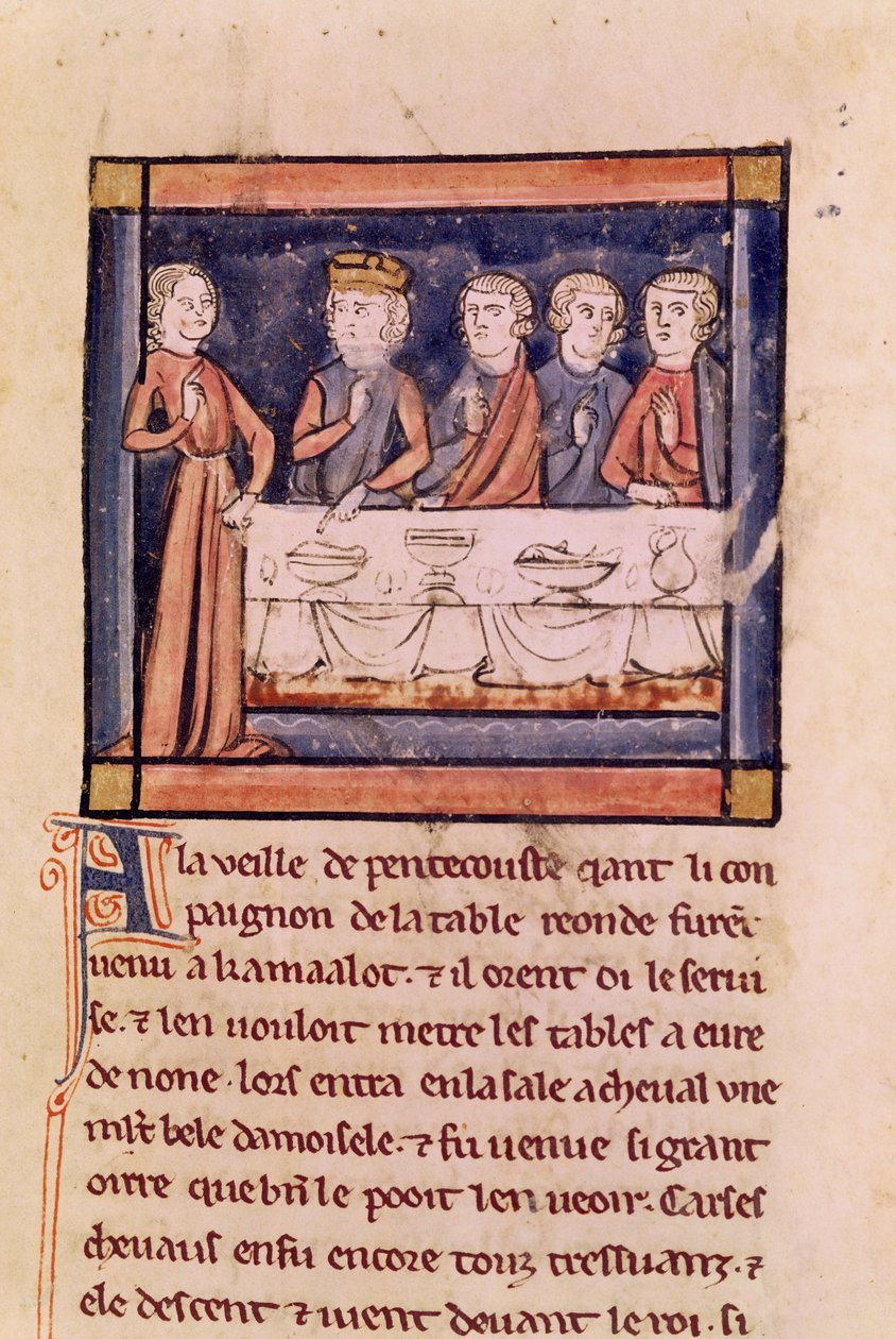السيدة 3347 fol.214 عشية عيد العنصرة ... من ليفر دي ميسيري لانسلوت دو لاك بواسطة المدرسة الفرنسية