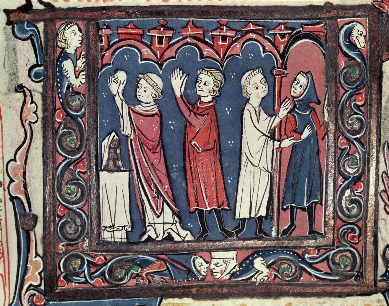 Ms 364 fol.111 مشهد الحرمان من ديكريتاليس بقلم جان أندريه ، القرنان 13 و 14 بواسطة المدرسة الفرنسية