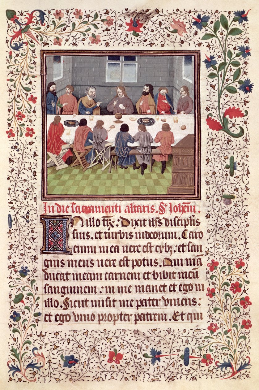 Ms 370 fol.184 العشاء الأخير بواسطة المدرسة الفرنسية