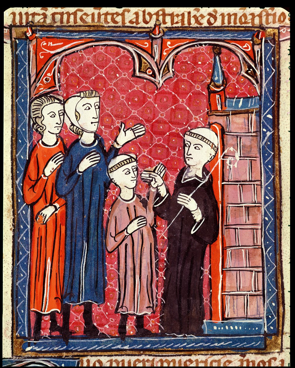 Ms 372 f.53r طفل من دير من والديه ، من Decrets de Gratien بواسطة المدرسة الفرنسية
