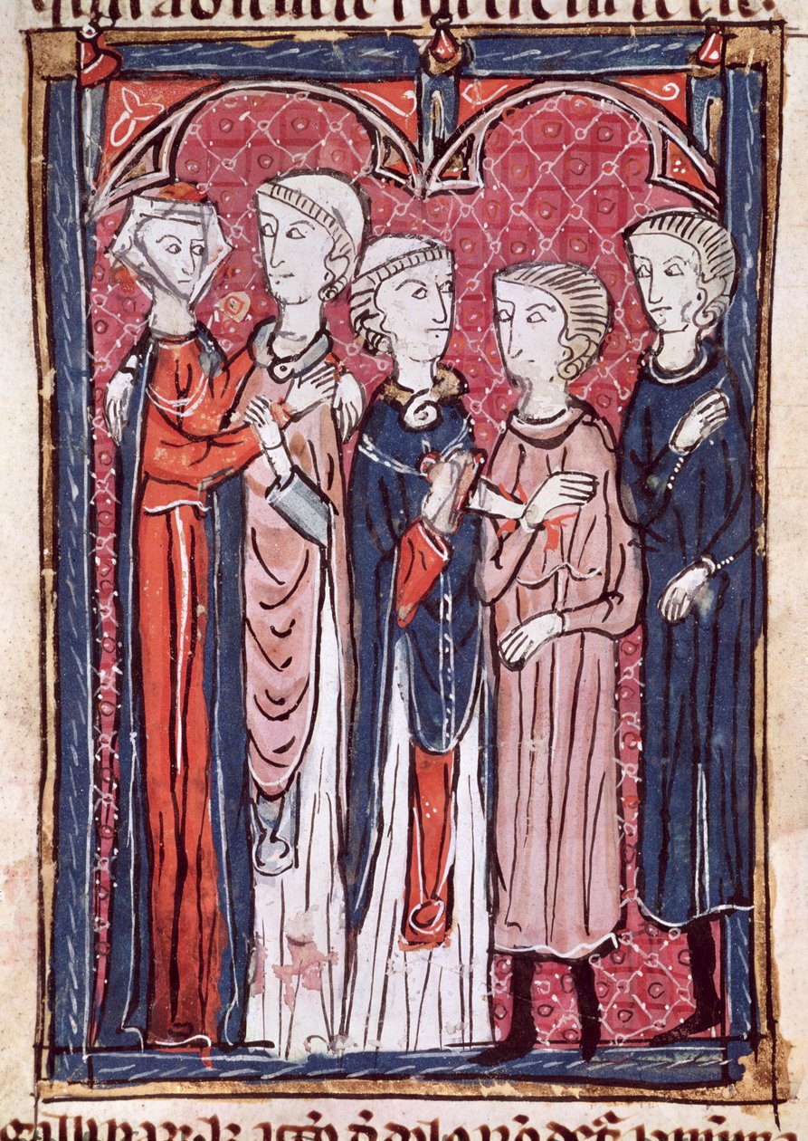 Ms 372 fol.141 خطوبة ، من ديكريتس دي جراتين بواسطة المدرسة الفرنسية