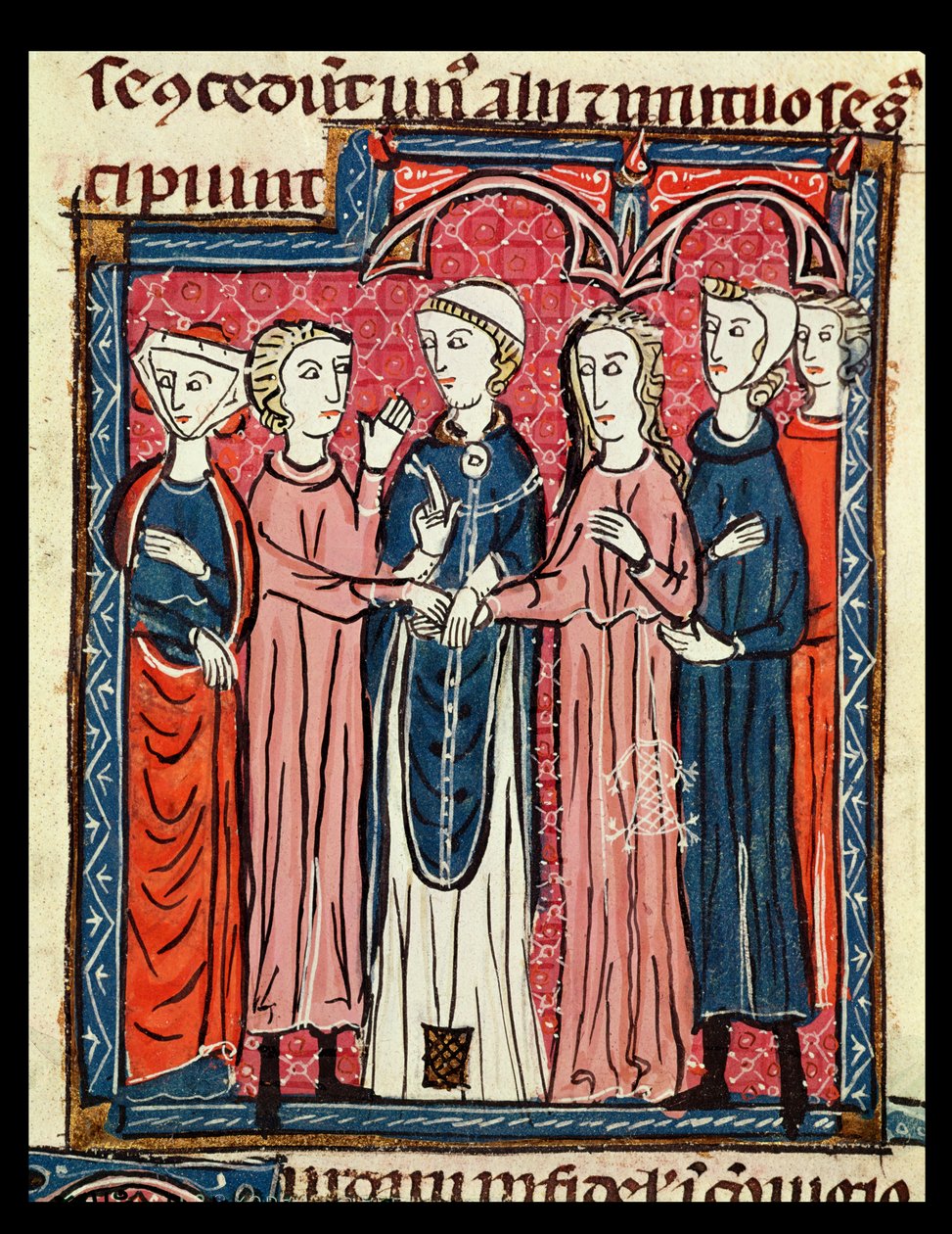 Ms 372 fol.153 زواج من ديكريتس دي جراتين بواسطة المدرسة الفرنسية