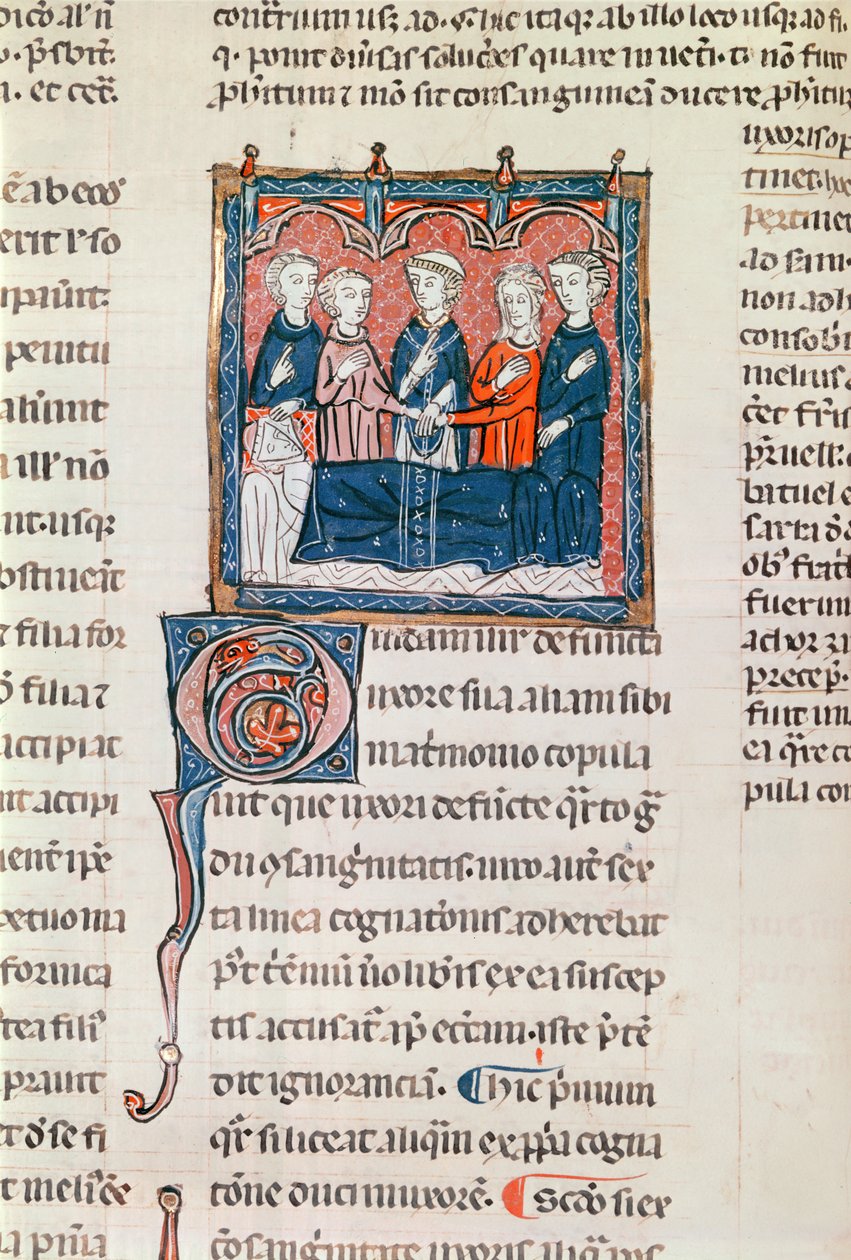 Ms 372 fol.243 زواج أرمل من ديكراتس دي جراتين بواسطة المدرسة الفرنسية