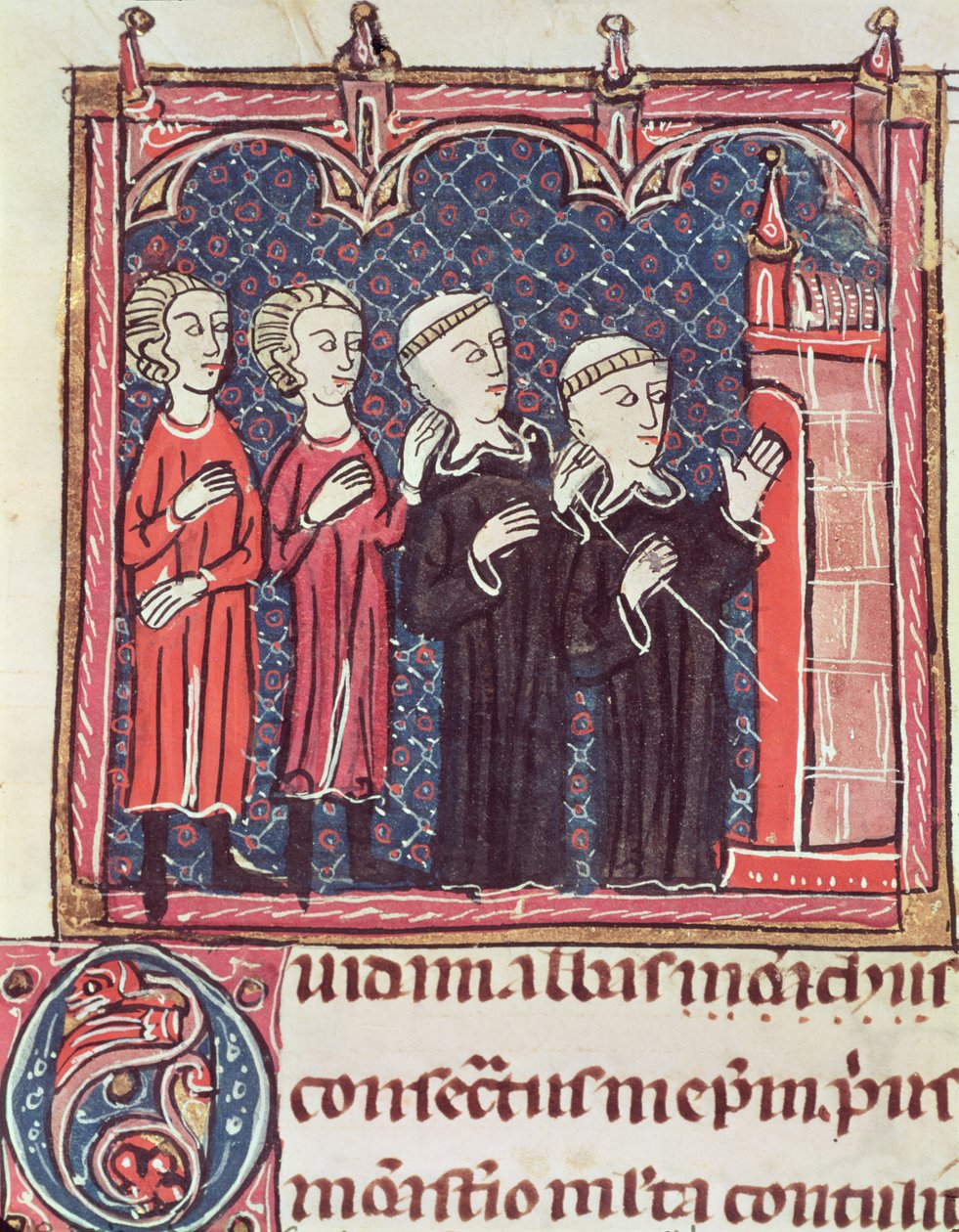 Ms 372 fol.47v تأسيس دير من ديكراتس دي غراتين بواسطة المدرسة الفرنسية