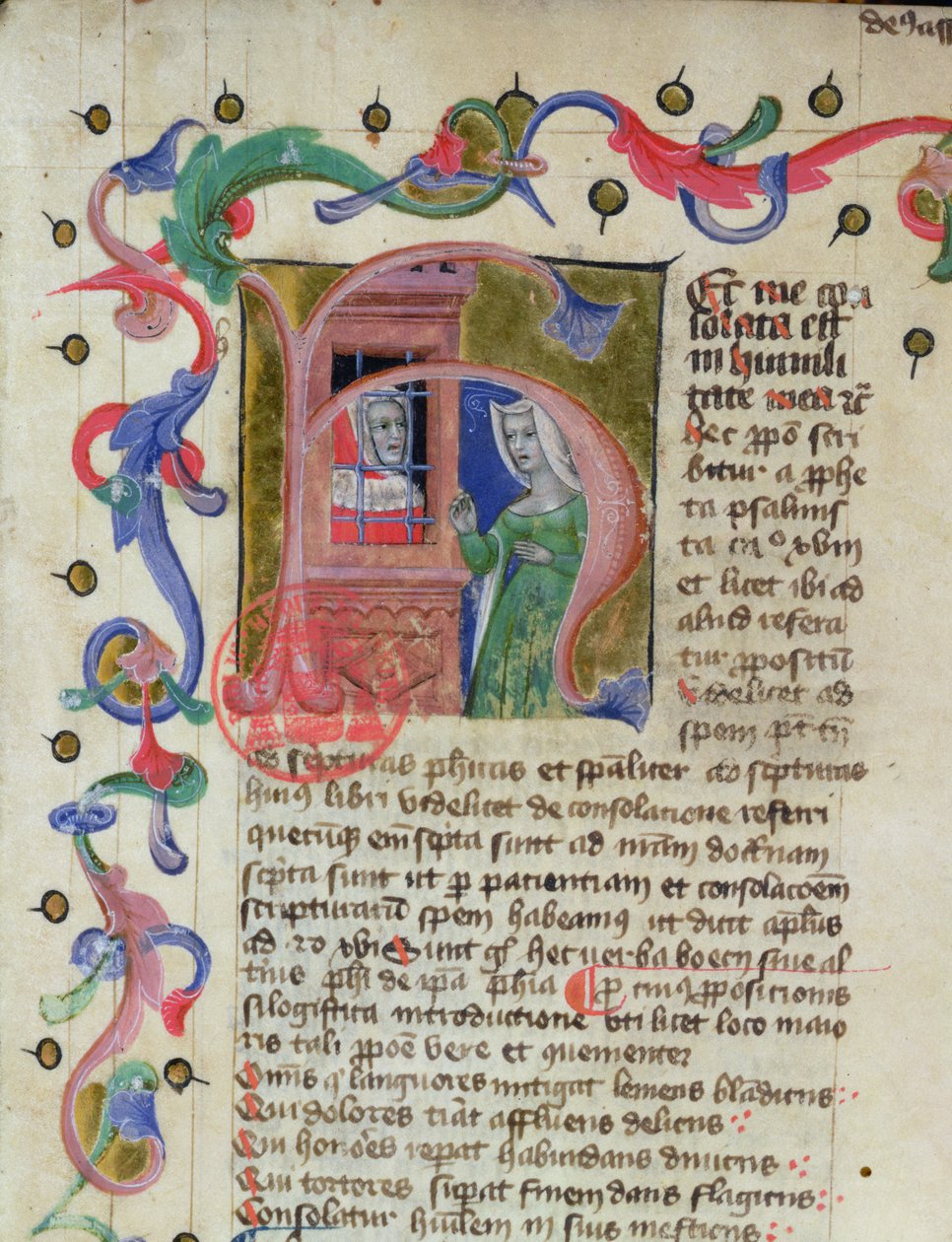 السيدة 3859 صورة مصغرة للفيلسوف Boethius (c.480-524) في السجن بواسطة المدرسة الفرنسية
