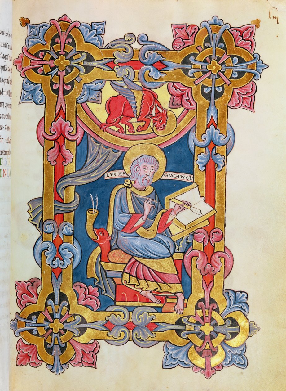 Ms 479 fol.33 St. Luke from Les Evangiles de l&39;Abbaye de Cysoing بواسطة المدرسة الفرنسية