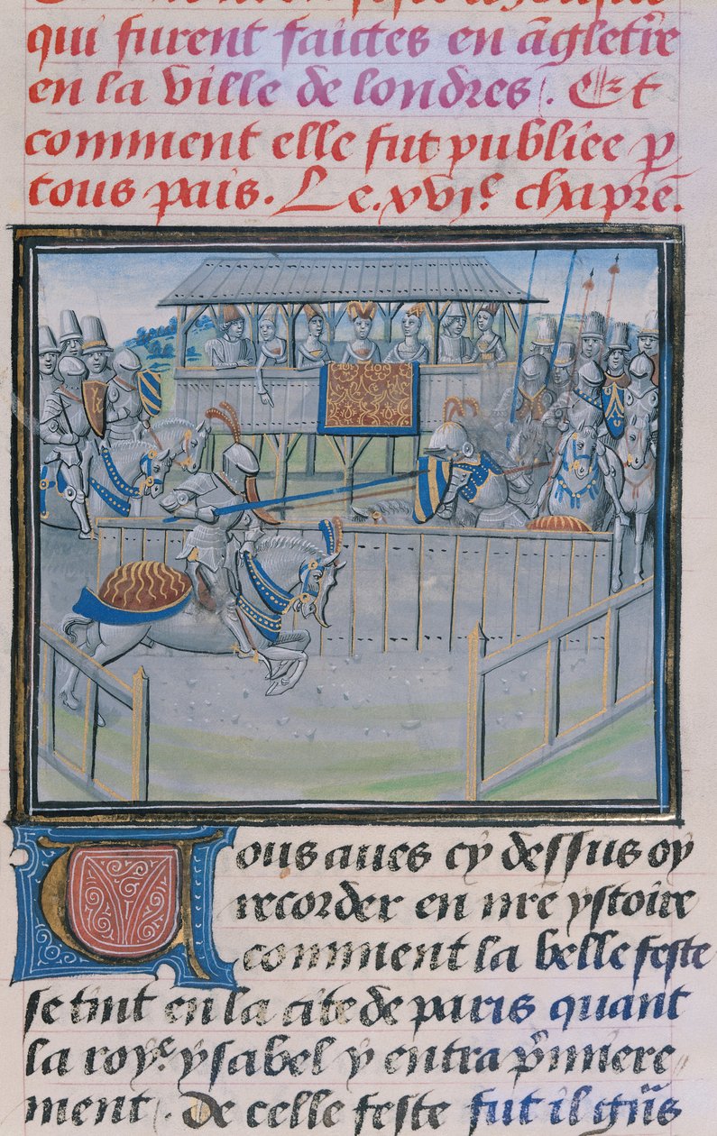 السيدة 5190 f.88 بطولة في لندن: Jousting ، من Froissarts Chronicles بواسطة المدرسة الفرنسية