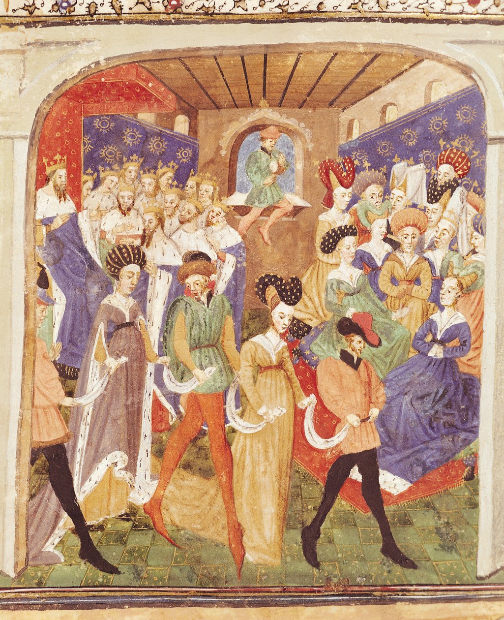 السيدة 527 fol.1r Court Ball ، من رومان دو سانت جراال بواسطة المدرسة الفرنسية