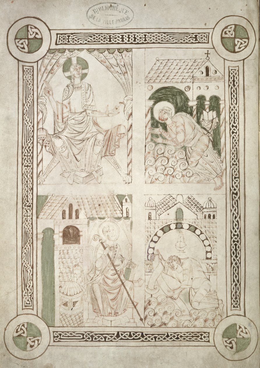السيدة 616 ص .1 ظ سانت أوغسطين عند أقدام المسيح والكاتب الأردوس تقدم كتابه إلى سانت فاست ، صورة اعترافات سانت أوغسطين بواسطة المدرسة الفرنسية