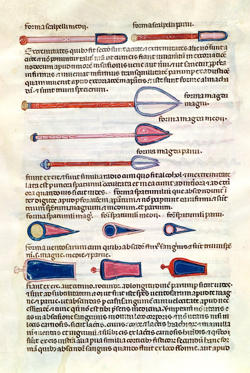 Ms 89 Ter fol.122v الأدوات الجراحية من أطروحة لأبي القاسم خلف بن العباس الزهراوي (البوكاسيس) بواسطة المدرسة الفرنسية