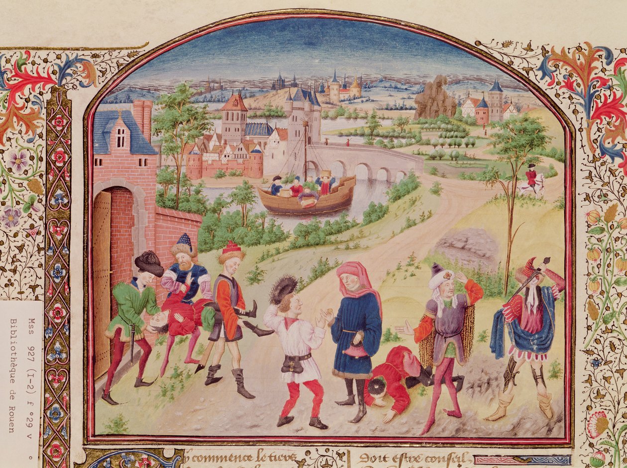السيدة 927 Fol.29v الشجاعة والجبن ، من الأخلاق والسياسة والاقتصاد بقلم أرسطو (384-322 قبل الميلاد) بواسطة المدرسة الفرنسية