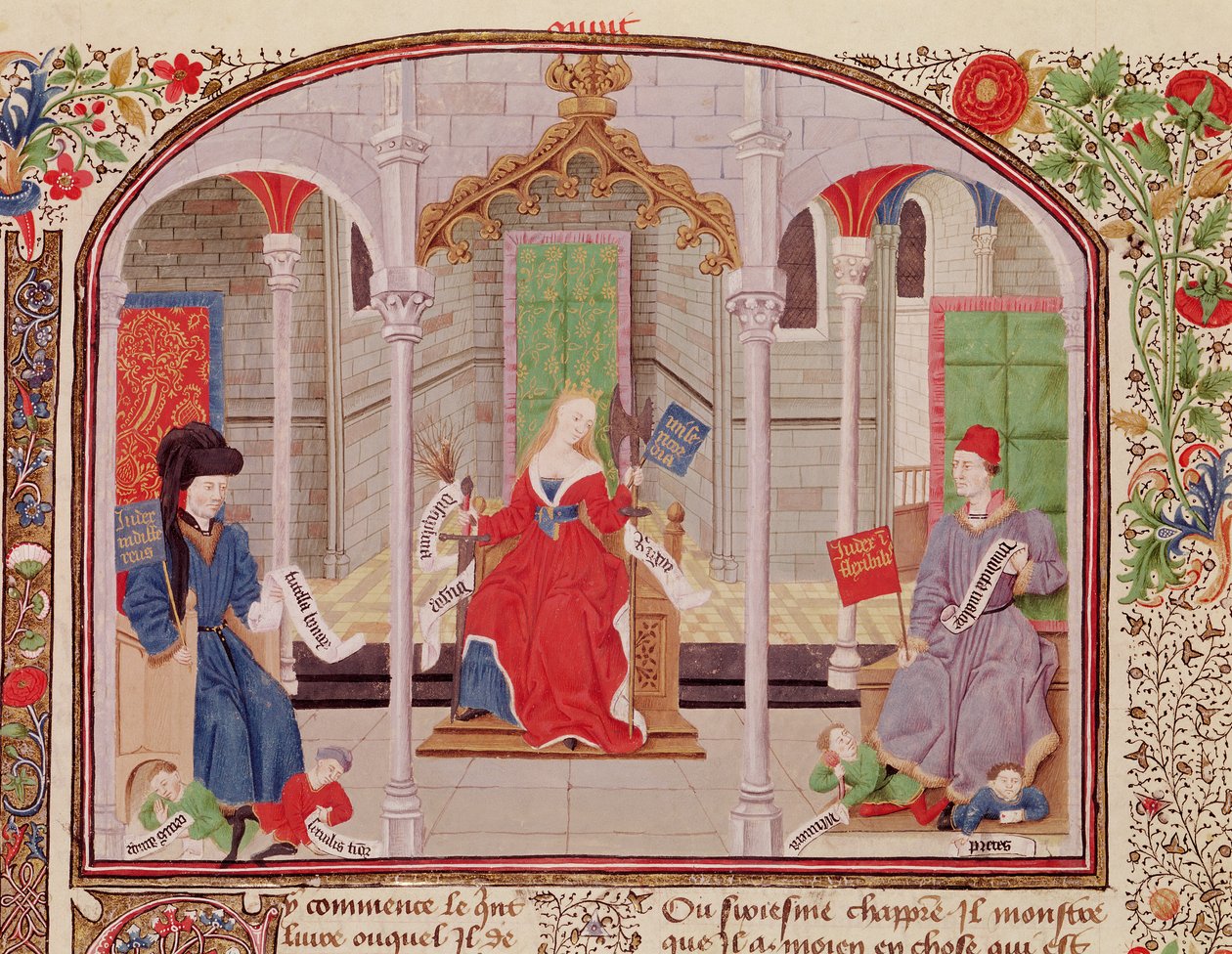 السيدة 927 Fol.71v نظرية العدل ، من الأخلاق والسياسة والاقتصاد بقلم أرسطو (384-322 قبل الميلاد) بواسطة المدرسة الفرنسية