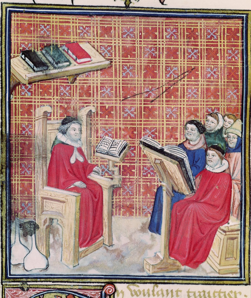 Ms 993 f.43v تدريس الأجزاء المختلفة من جسم الإنسان ، من Le Livre des Proprietes des Choses بقلم جان كورديكون بواسطة المدرسة الفرنسية