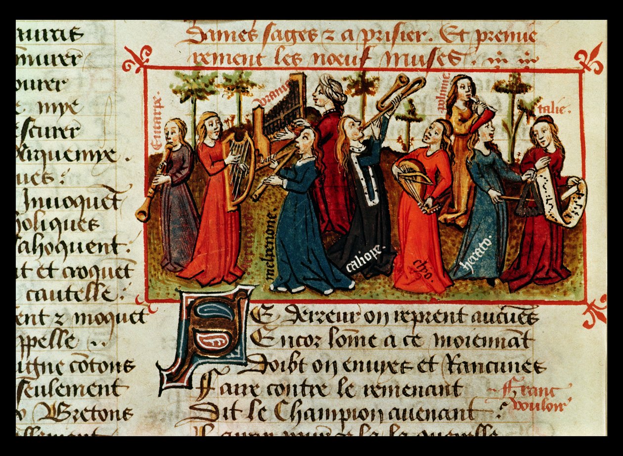 السيدة Fr 12476 Fol.109v The Muses Muses from Le Champion des Dames by Martin le Franc (1410-61) 1451 بواسطة المدرسة الفرنسية