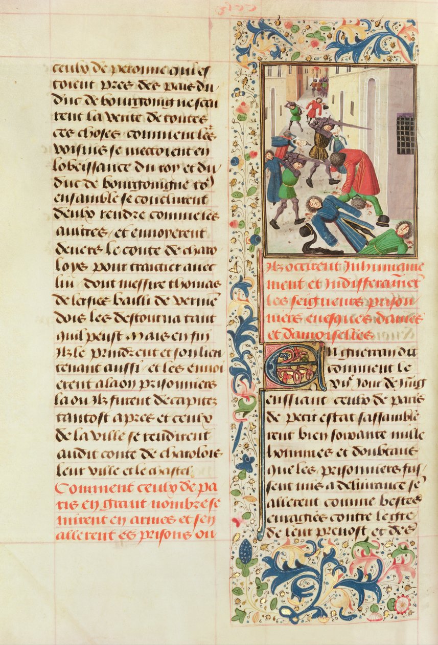 السيدة Fr 2680 fol.260v الباريسيون يقتلون سجناء لاون بواسطة المدرسة الفرنسية