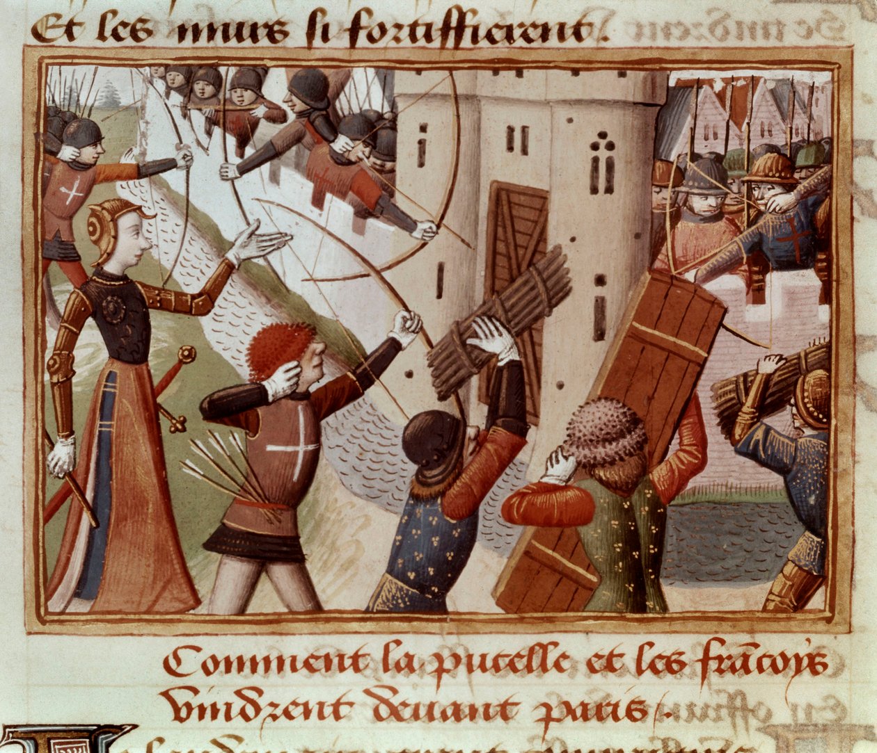 السيدة Fr 5054 f.66v حصار باريس ، أكتوبر 1428 ، "Les Vigiles de Charles VII" بواسطة المدرسة الفرنسية