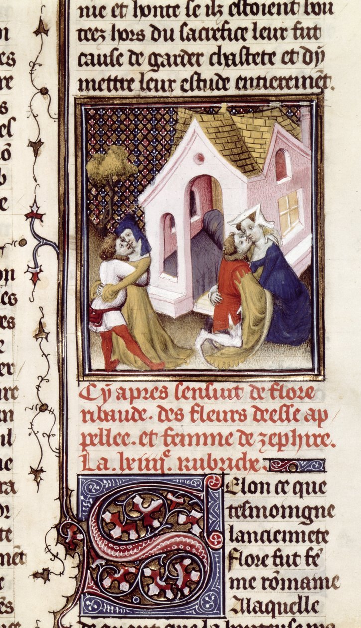السيدة Fr 598 f.97 البغايا مع العملاء ، من Des Claires et Nobles Femmes ، بقلم جيوفاني بوكاتشيو (1313-75) ج 1403 بواسطة المدرسة الفرنسية