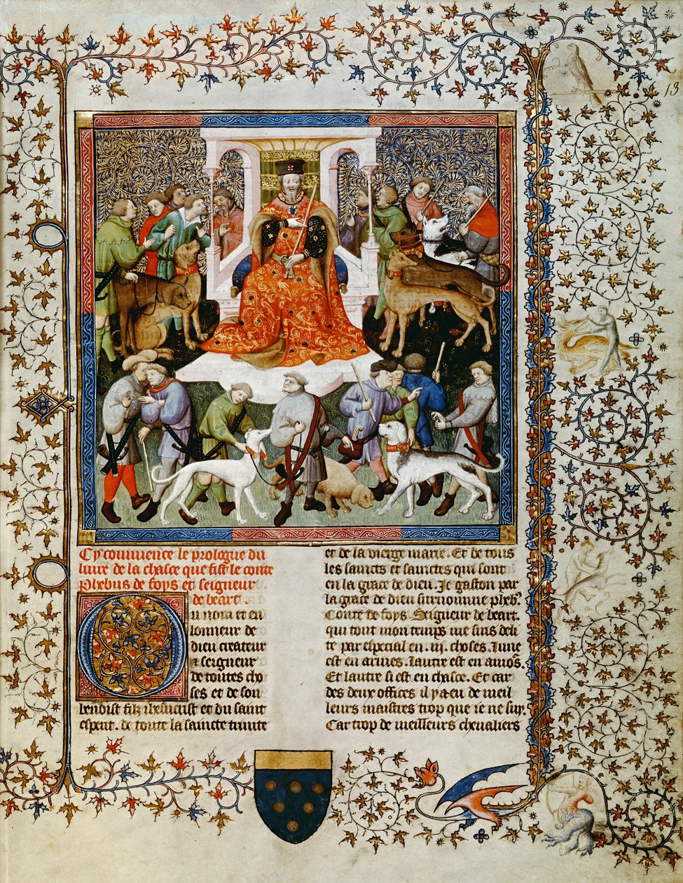 السيدة Fr 616 fol.13 التحضير للصيد ، من Livre de la Chasse بقلم Gaston Phebus de Foix (1331-91) بواسطة المدرسة الفرنسية