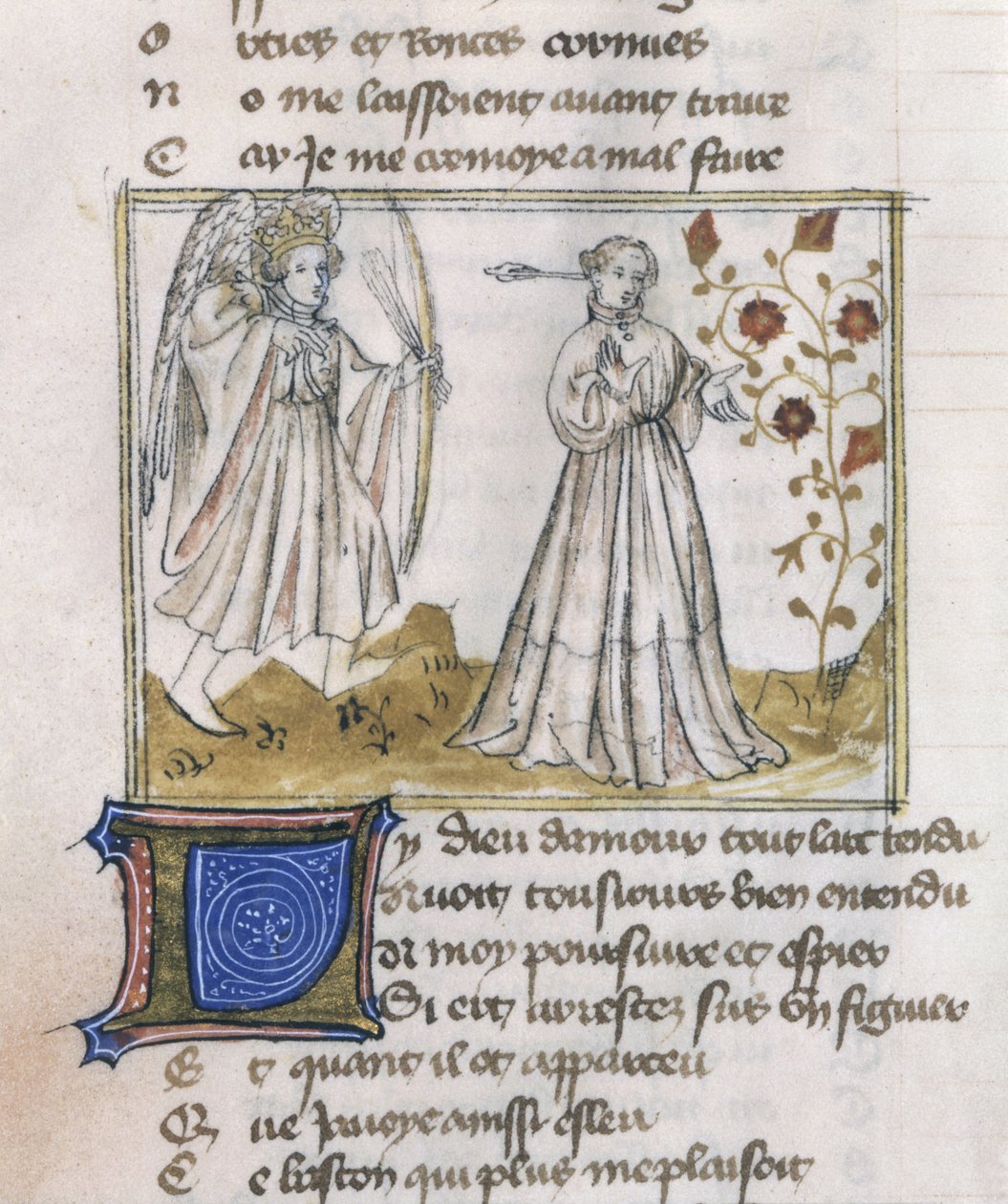 السيدة Fr 805 fol.13v رسم توضيحي من Le Roman de la Rose بواسطة المدرسة الفرنسية