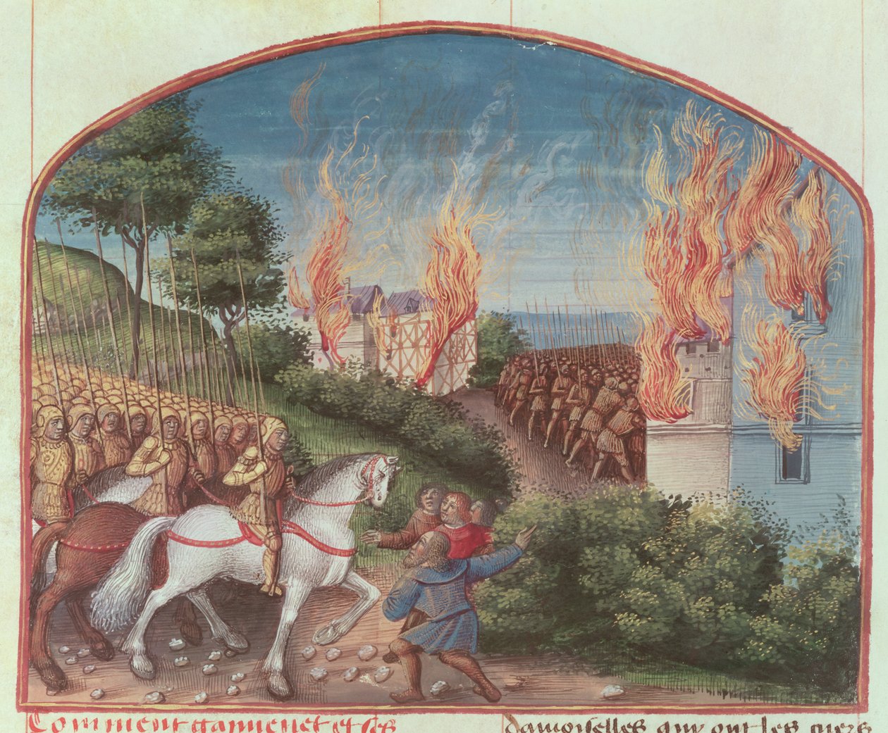 السيدة Fr 91 Fol.87 صفحة من قصة Merlin بقلم روبرت دي بورون ، c.1482-89 بواسطة المدرسة الفرنسية