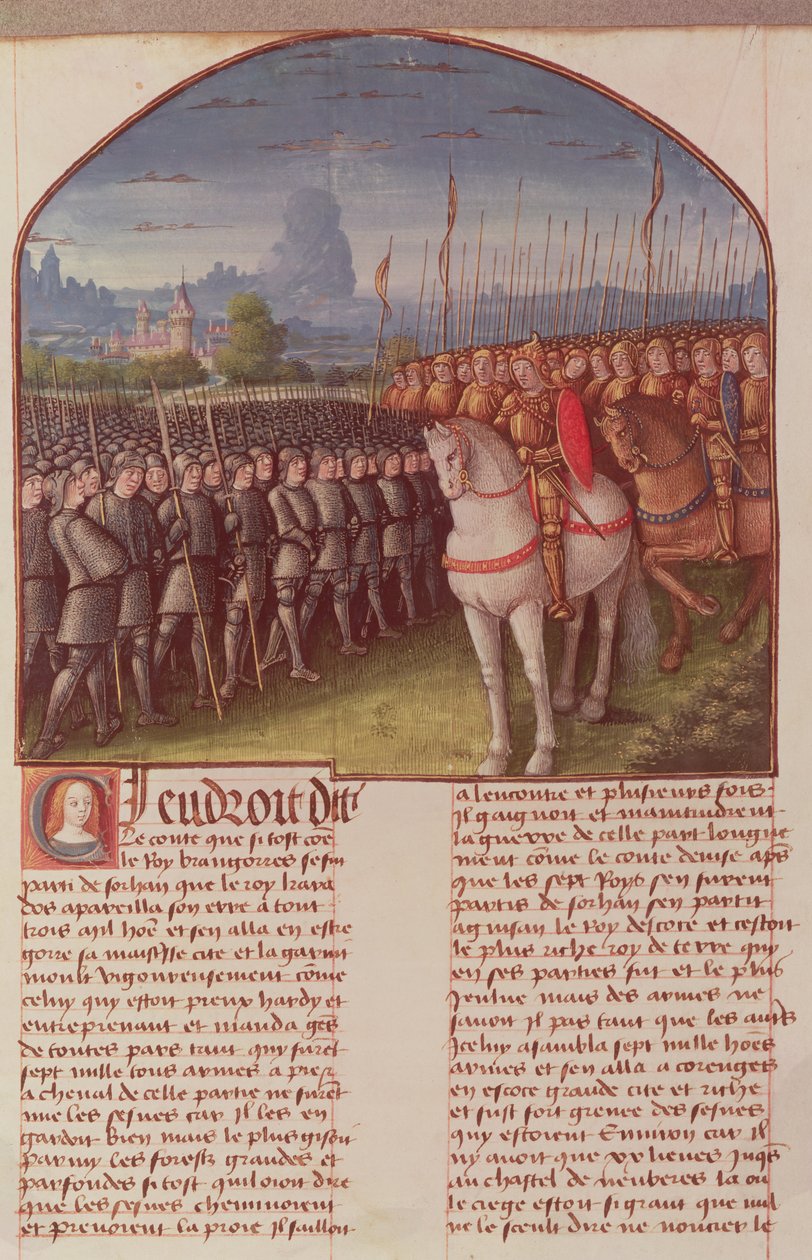 السيدة الاب 91 فول. 85 صفحة من قصة ميرلين بقلم روبرت دي بورون ، c.1482-89 بواسطة المدرسة الفرنسية