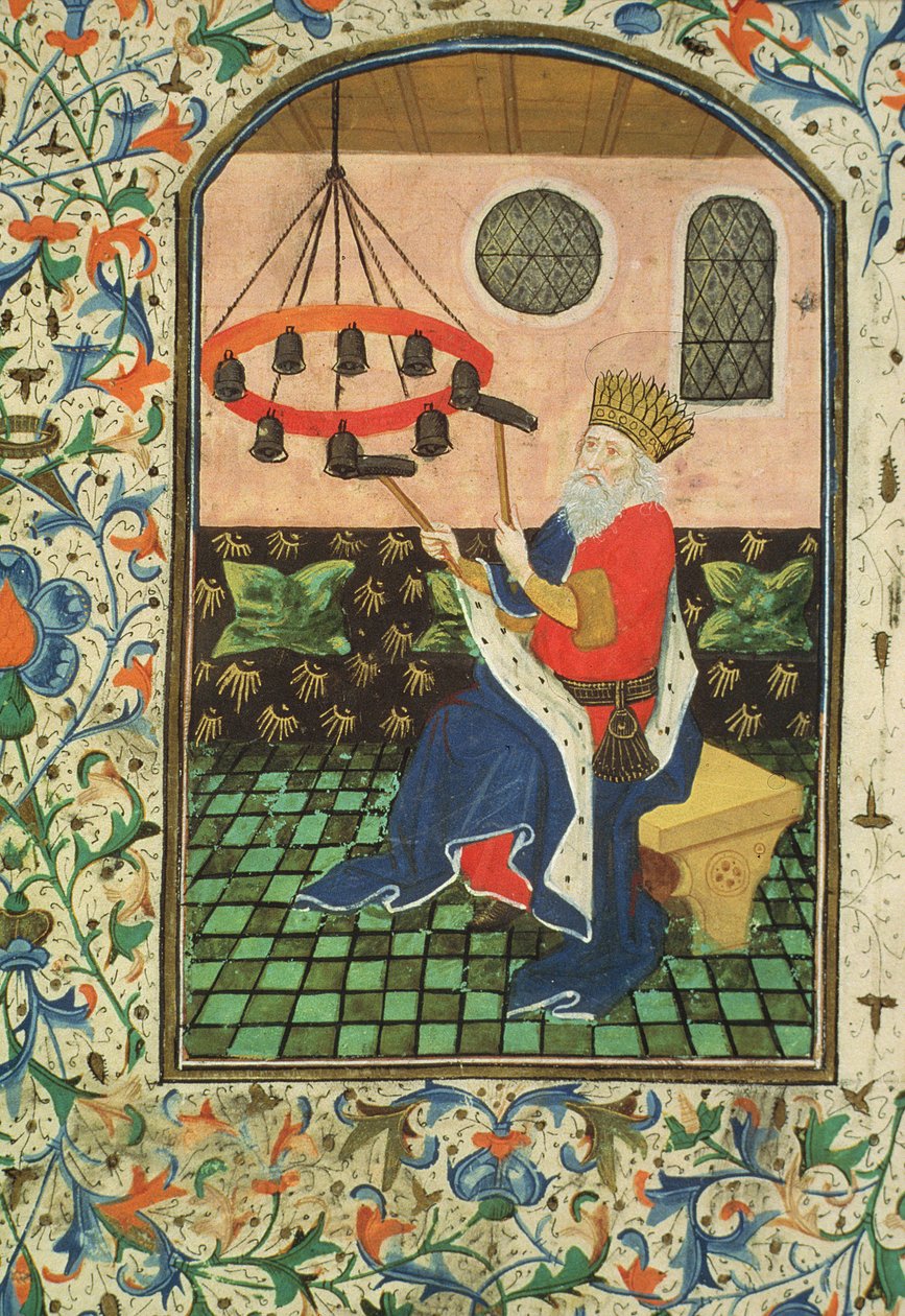 Ms Gen 288 f.183v King and music، c.1460 بواسطة المدرسة الفرنسية
