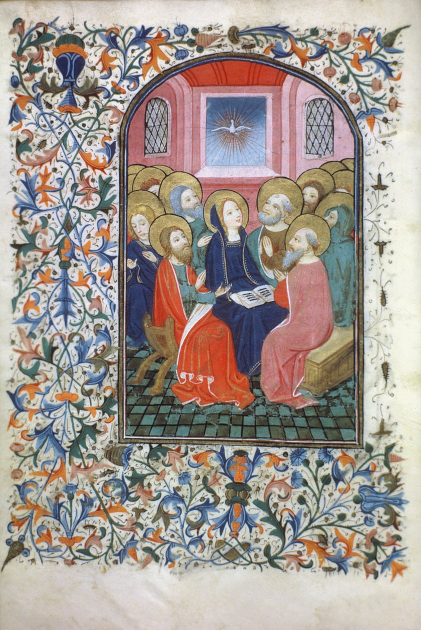 السيدة الجنرال 288 f.23v عيد العنصرة ، ج .1460 بواسطة المدرسة الفرنسية
