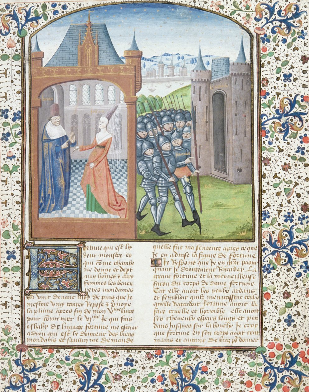 السيدة Hunter 372 f.1r Boccacio and Fortune، 1467 بواسطة المدرسة الفرنسية