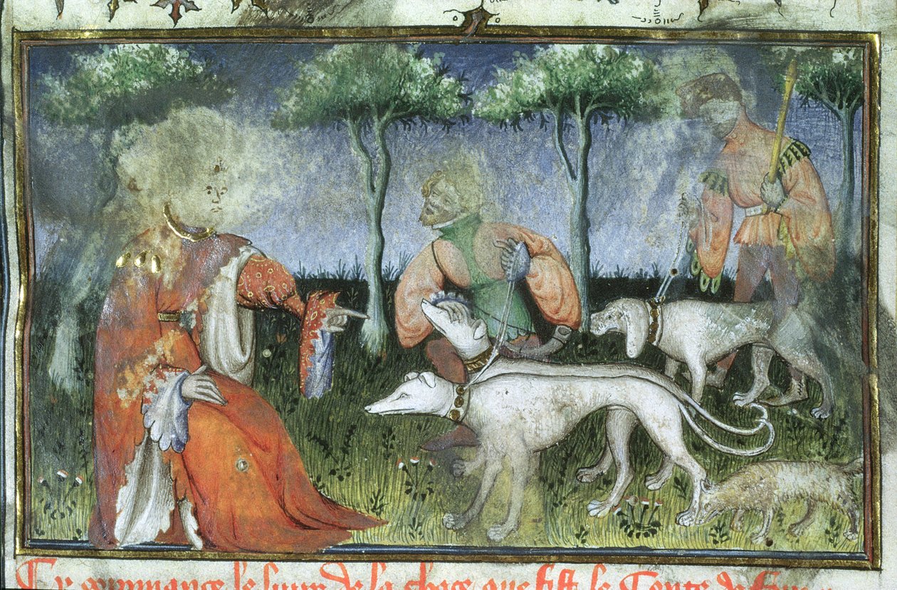 السيدة Hunter 385 f.3r Hunting ، من Livre de la Chasse بقلم Gaston de Foix بواسطة المدرسة الفرنسية