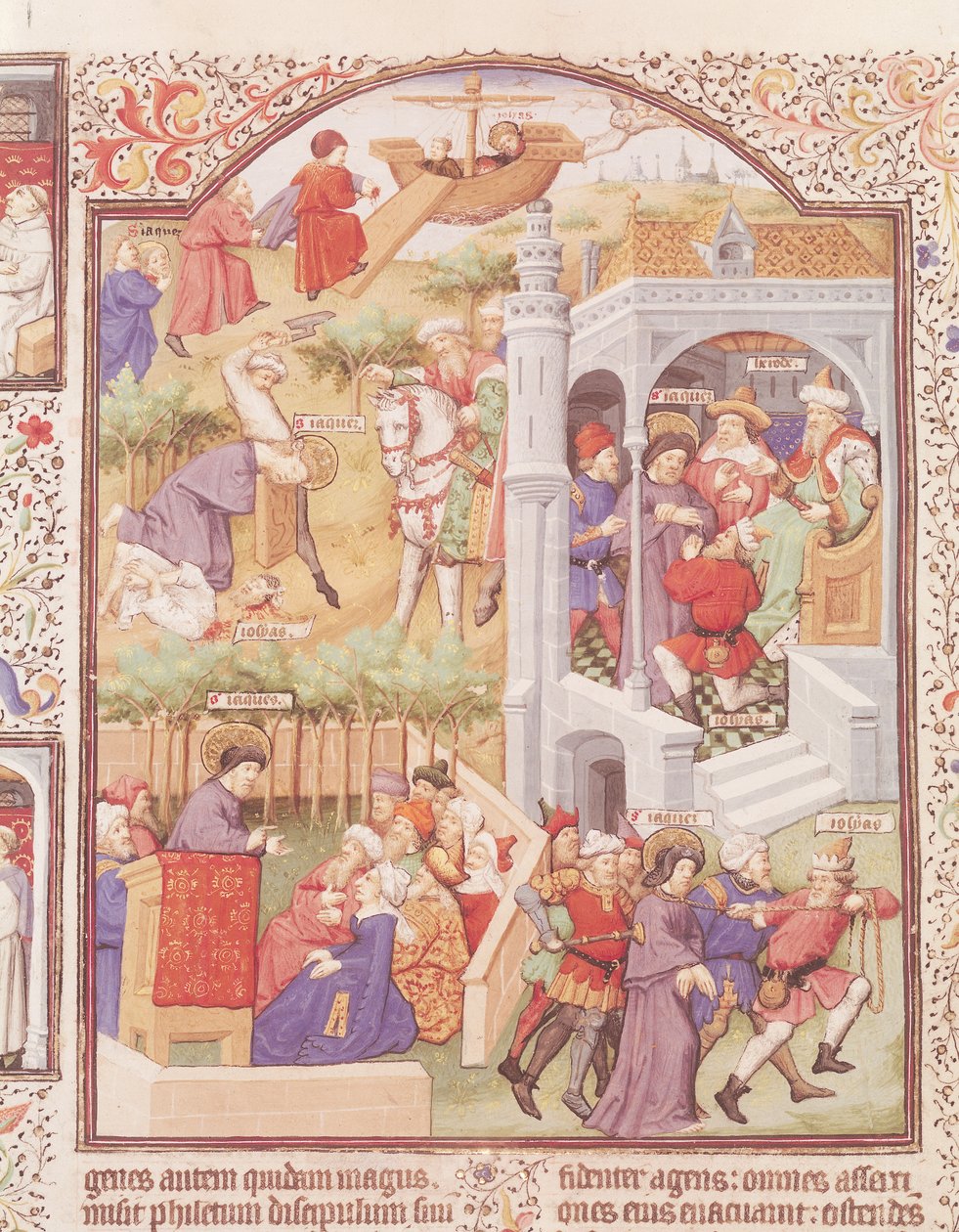 السيدة لات 17294 Fol.515v مشاهد من حياة القديس يعقوب الكبير (ت. 44) من مقاطعة دوق بيدفورد ، 1414-35 بواسطة المدرسة الفرنسية