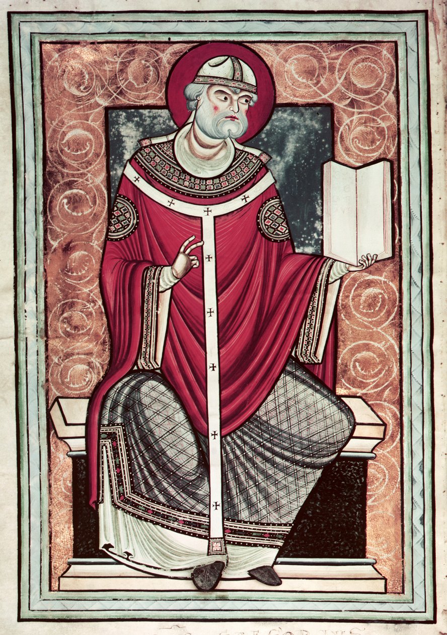 السيدة لات 2287 f.1v St. Gregory (c.540-604) من Lettre de Saint Gregoire بواسطة المدرسة الفرنسية