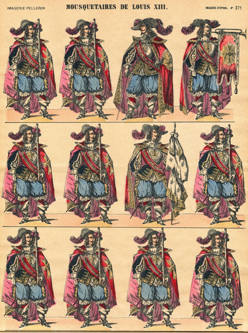 Musketeers of Louis XIII, descriptive plate. Imaging of Epinal بواسطة المدرسة الفرنسية