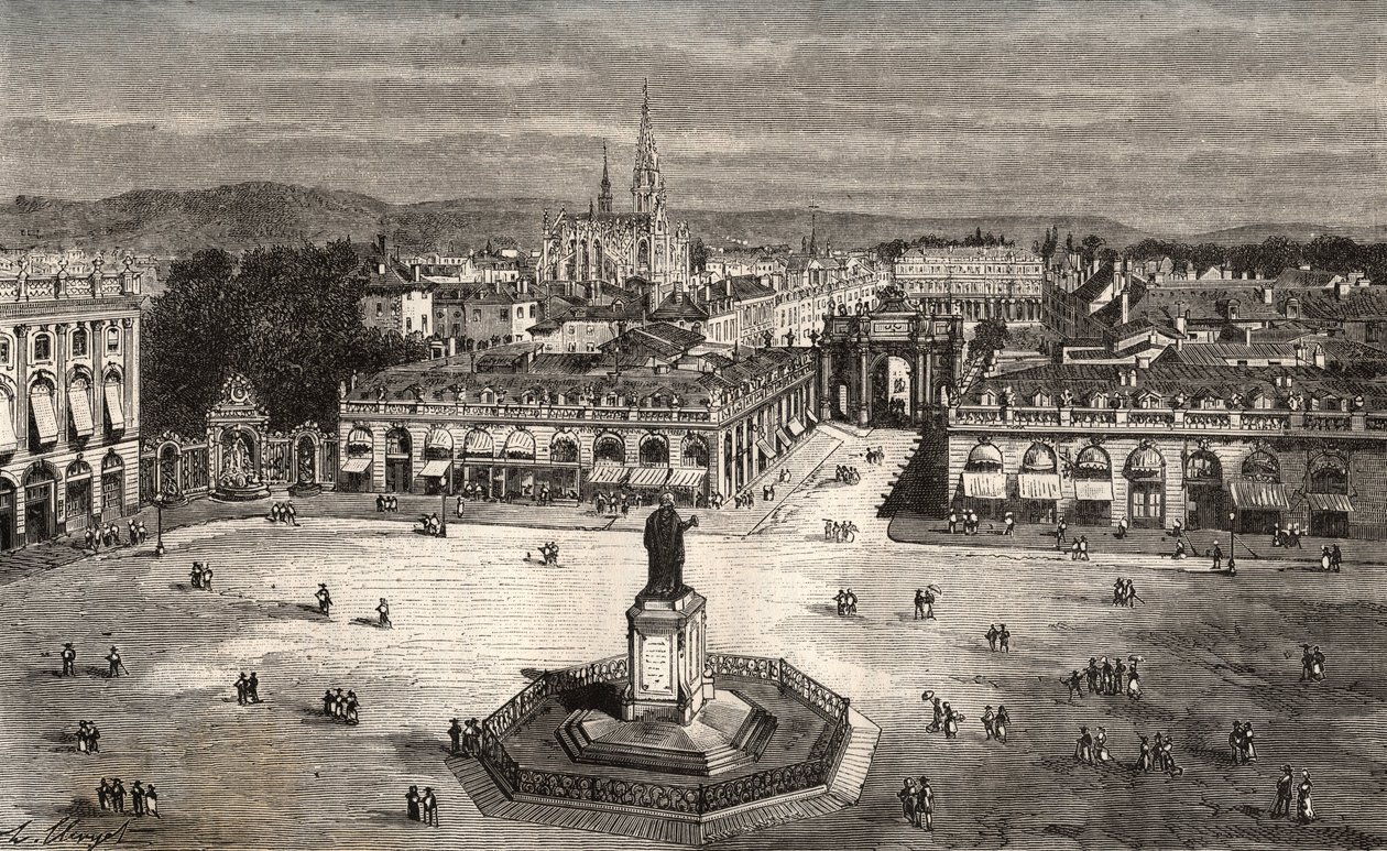 نانسي - Meurthe-et-Moselle - نقش في "فرنسا اللامعة: الجغرافيا والتاريخ والإدارة الإحصائية" بقلم VA Malt-Brown. 1884 بواسطة المدرسة الفرنسية