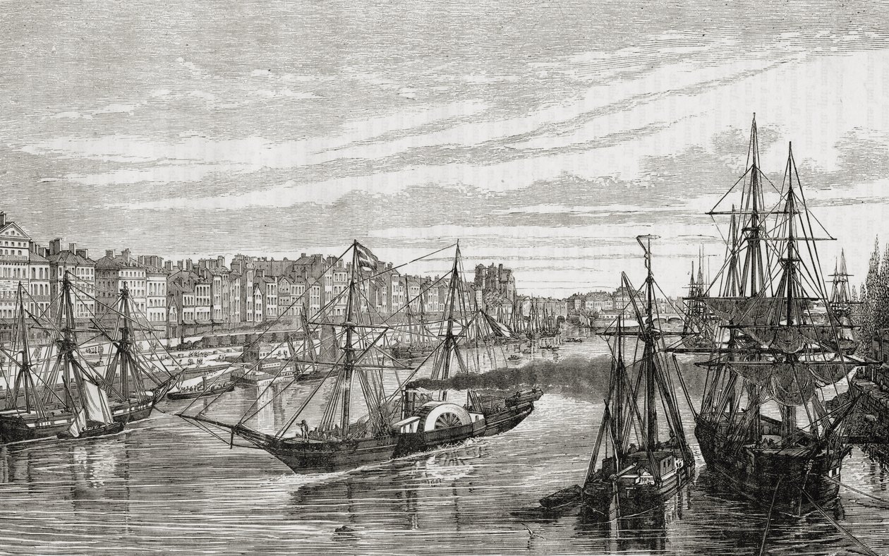 نانت ، فرنسا ، في القرن الثامن عشر ، من "تاريخ الثورة الفرنسية" بواسطة لويس بلانك (1811-1882) نقشها تشارلز موراند (fl.1863-81) 1847-62 بواسطة المدرسة الفرنسية