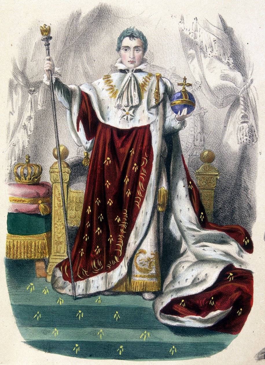 Napoleon 1er in costume de sacre - in “Histoire de France en estampes””, late 19th century بواسطة المدرسة الفرنسية