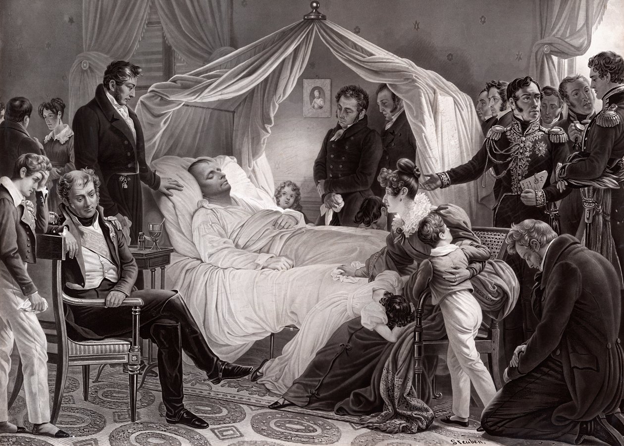 نابليون الأول على فراش موته في سانت هيلانة ، 5 مايو 1821 ، بعد لوحة تشارلز دي ستوبين بواسطة المدرسة الفرنسية