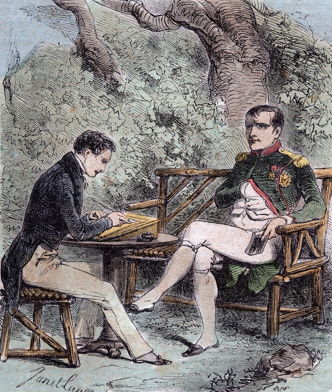 نابليون أ سانت هيلين - يملي نابليون مذكراته على حالات إيمانويل بونس دي لاس (1800-1854) من حالات إيمانويل دي لاس ، - من حالات إيمانويل دي لاس ، نابليون ، Memorial de Sainte-Helene بواسطة المدرسة الفرنسية
