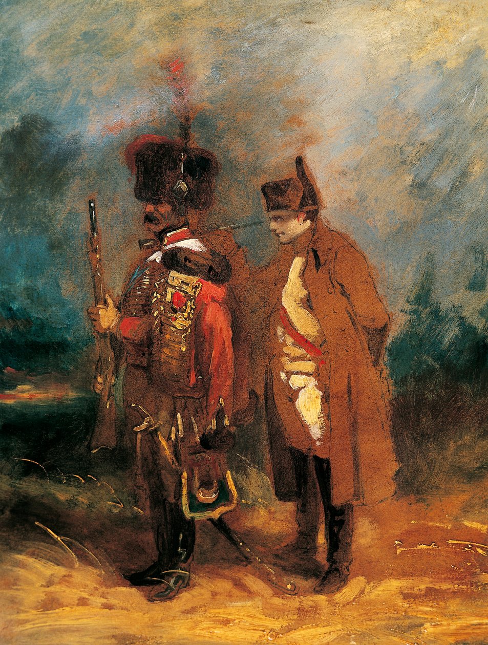 Napoleon during the Defence of France in 1814 (oil on canvas) بواسطة المدرسة الفرنسية