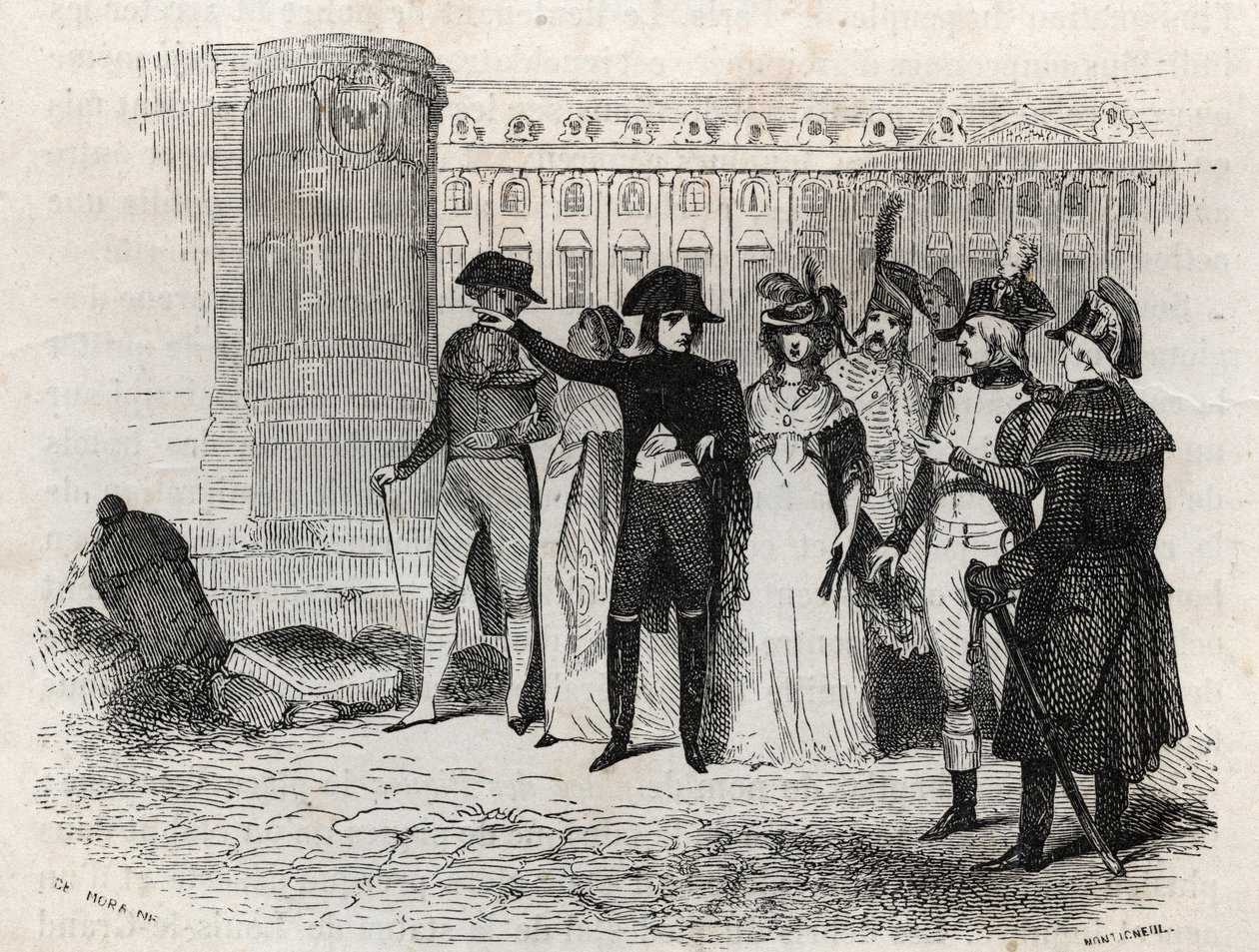 نابليون يسير مع مدام تالين ، ني تيريزا كاباروس ، أميرة كارامان ، أميرة كارامان شيماي (1773 - 1835) وضع فاندوم في باريس - نقش في "Les rues de Paris". باريس القديمة والحديثة: الأصول والتاريخ والآثار والأزياء والأخلاق والكروني بواسطة المدرسة الفرنسية